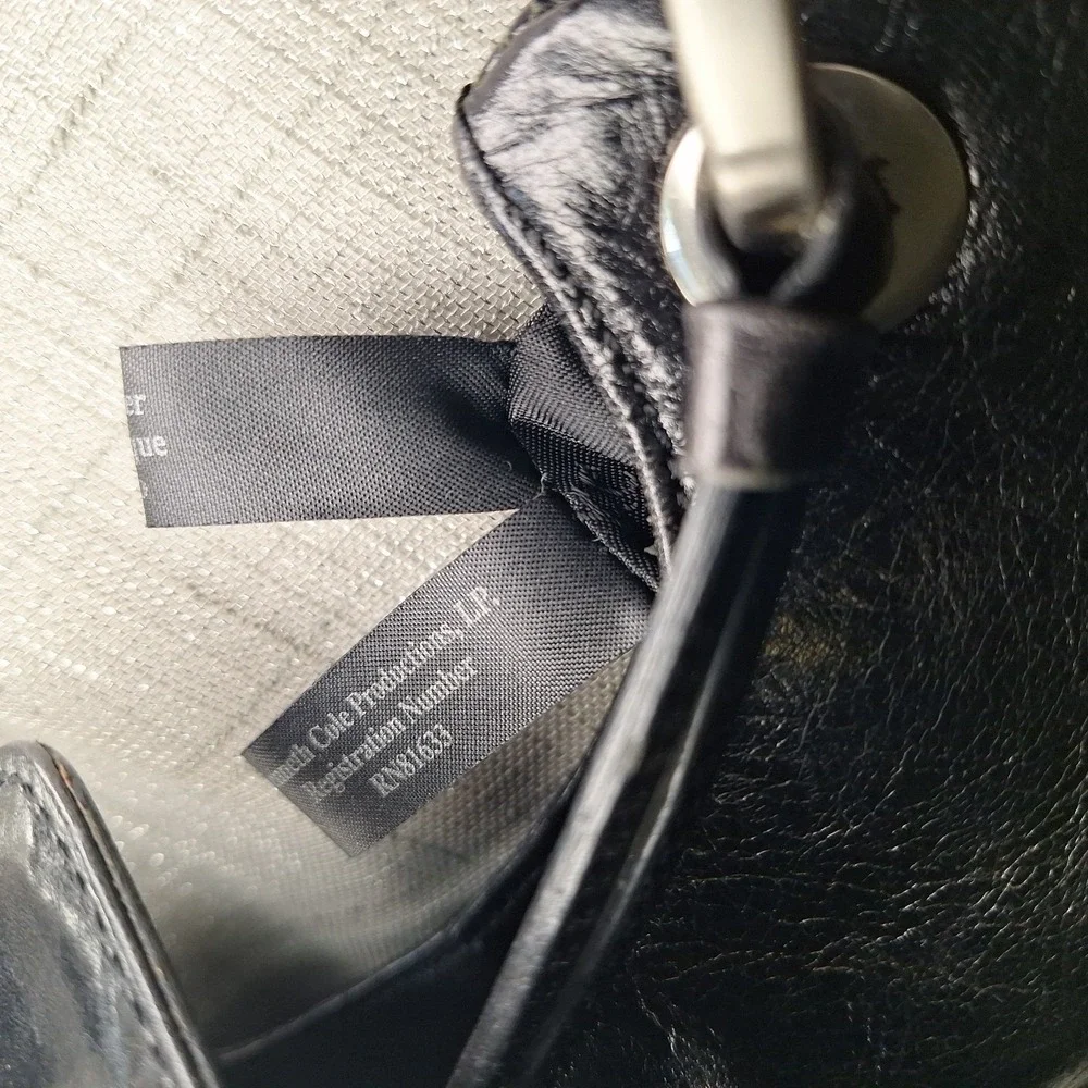 Kenneth‎ Cole New York Black Leather Med Small Hobo Buckle Accent Handbag Purse